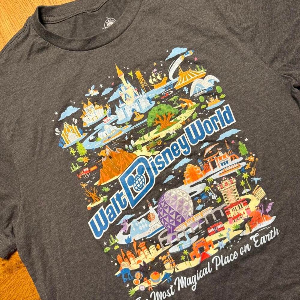 Walt Disney World Graphic T-Shirt Medium Gray Disney Parks Attractions 2024